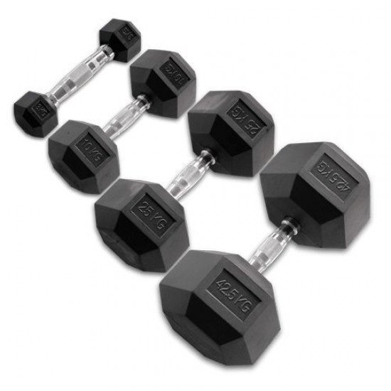 Body-Solid Hexagon Rubber Dumbbell per Paar 1 t/m 50 kg