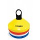 Toorx Agility Cones Set van 24 stuks - met rek - Geel/Rood/Wit/Blauw