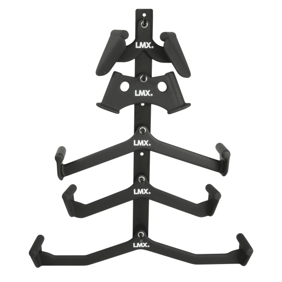 LMX.® Foam Grip Wandrek voor Kabelaccessoires - Zwart LMX1042 Foam grip wandopslag met robuust frame voor kabelaccessoires. Geschikt voor intensief gebruik in sportcentra. Bevestigingsmateriaal inbegrepen.