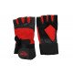 Fitness handschoenen leder zwart/rood Legend