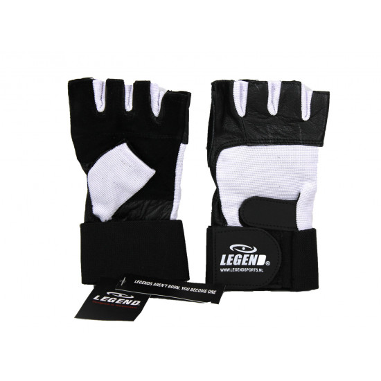 Fitness Handschoenen Leder Zwart / Wit Legend