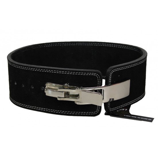 Power Lifting Fitness Riem lever zwart suede leer - Maat: M